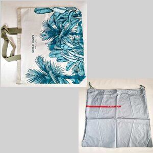Giorgio Armani East Hampton Tropical Canvas Tote/ Prada Tote